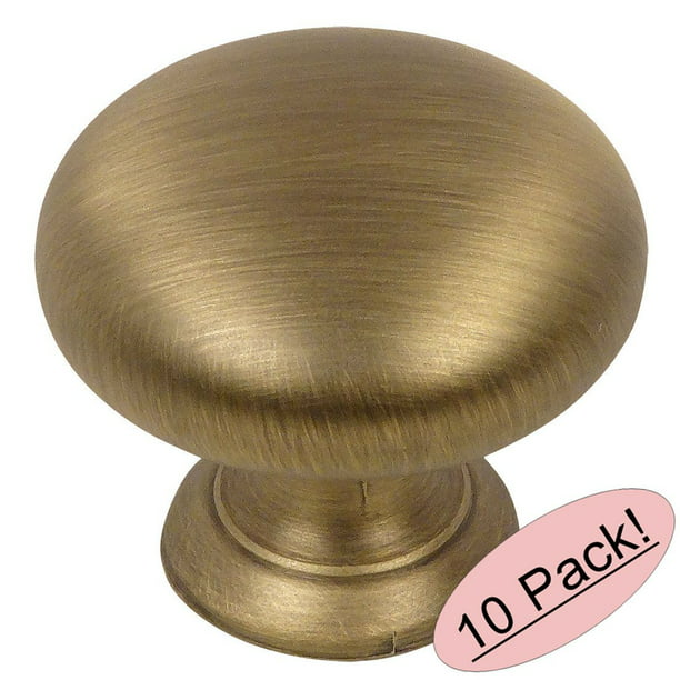 1-1/4 Diameter 10 Pack Cosmas 5305BB Brushed Brass Traditional Round Solid Cabinet Hardware Knob